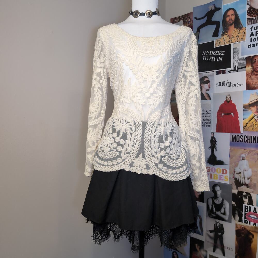Embroidered Boho Lace Long Sleeve Top Whimsy
